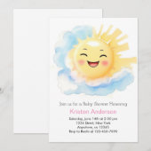 太陽にキスされた幸せの女の子ベビーシャワー 招待状 (正面/裏面)