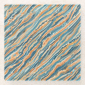 太陽にキスされた水の色 ガラスコースター (正面)