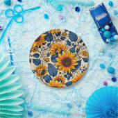 太陽にキスされた開花:鮮やかひまわりのアートワーク ペーパープレート (パーティー)