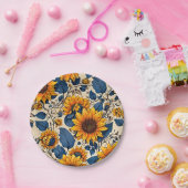 太陽にキスされた開花:鮮やかひまわりのアートワーク ペーパープレート (パーティー)