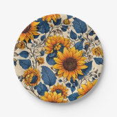 太陽にキスされた開花:鮮やかひまわりのアートワーク ペーパープレート (正面)