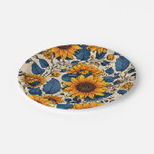 太陽にキスされた開花:鮮やかひまわりのアートワーク ペーパープレート (アングル)