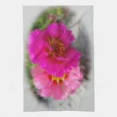 太陽にピンク色の花 キッチンタオル (縦)