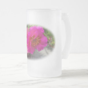 太陽にピンク色の花 フロストグラスビールジョッキ