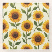 太陽に向かって咲くヒマワリ ガラスコースター (正面)