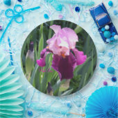 太陽に愛でられたピンクマジェンタのアイリスガーデン ペーパープレート (パーティー)