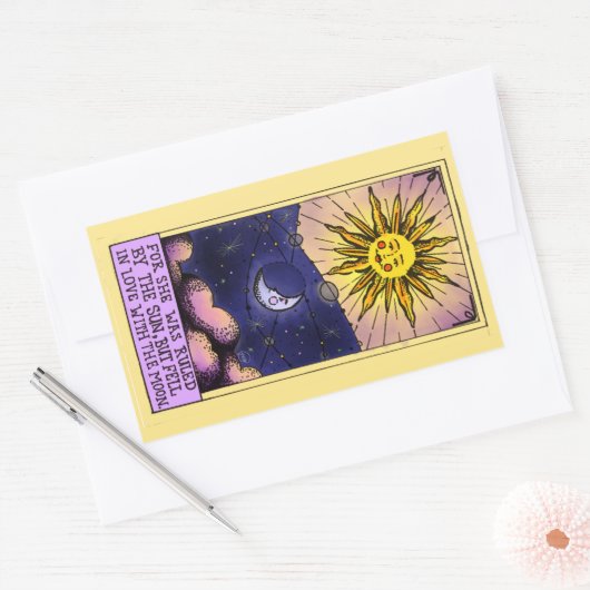 太陽に支配/月のステッカーと恋に 長方形シール (封筒)