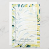 太陽に照らされたやし-ヤシの木の葉 便箋 (正面/裏面)