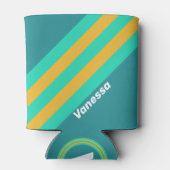 太陽に照らされたストライプ海の名前 缶クーラー (裏面)