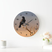 太陽に照らされたツリーブランチのワタリガラス、グランドキャニオン ラージ壁時計 (ホーム)