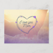太陽に照らされたハート愛するママ ポストカード (正面)