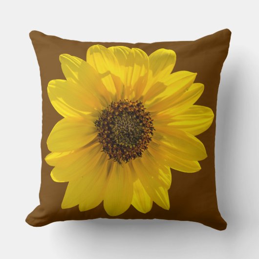 太陽に照らされたヒマワリ（ヘリアンサス） クッション (正面)