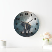 太陽に照らされた森林清算のアジアゾウ ラージ壁時計 (ホーム)