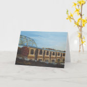 太陽に照らされた橋挨拶状 カード (黄色い花)