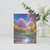 太陽に照らされた沼の魔法カラフル的なチャーム ポストカード (スタンド正面)