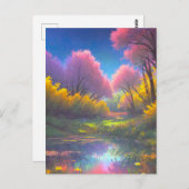 太陽に照らされた沼の魔法カラフル的なチャーム ポストカード (正面/裏面)