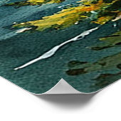 太陽に照らされた海岸林が海波を見下ろす ポスター (角)