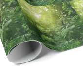 太陽に照らされた熱帯のジャングルの木の天蓋。 ラッピングペーパー (ロールコーナー)