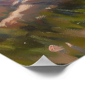 太陽に照らされた牧草地の母と子 – Impressionist ポスター (角)