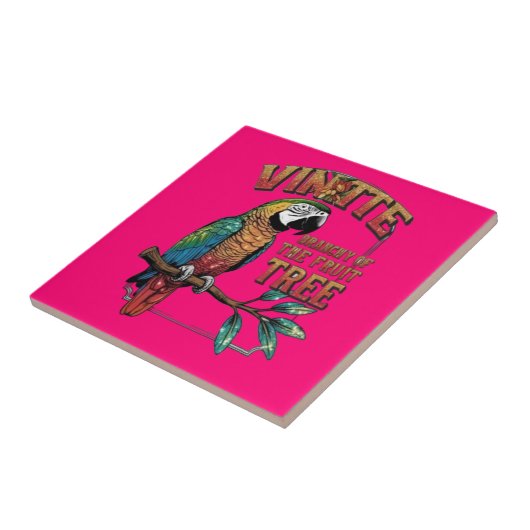 太陽に照らされた美しい：熱帯の木のオウム タイル (側面)