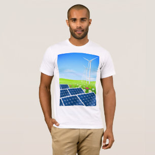 太陽のなおよび風力メンズTシャツ Tシャツ