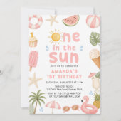 太陽のなかで ビーチパーティ 夏 初めての誕生日 招待状 (正面)