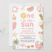 太陽のなかで ビーチパーティ 夏 1歳の誕生日 招待状 (正面)