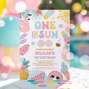太陽のなかのひとつ トロピカルビーチ 赤ちゃんの1歳の誕生日パーティー 招待状