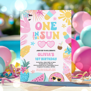 太陽のなかのひとつ トロピカルビーチ 赤ちゃんの1歳の誕生日パーティー 招待状
