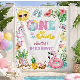 太陽のなかのひとり娘のプールパーティー誕生日バナー タペストリー