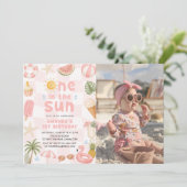 太陽のなかの一人 ビーチパーティ 夏 誕生日 写真 招待状 (スタンド正面)