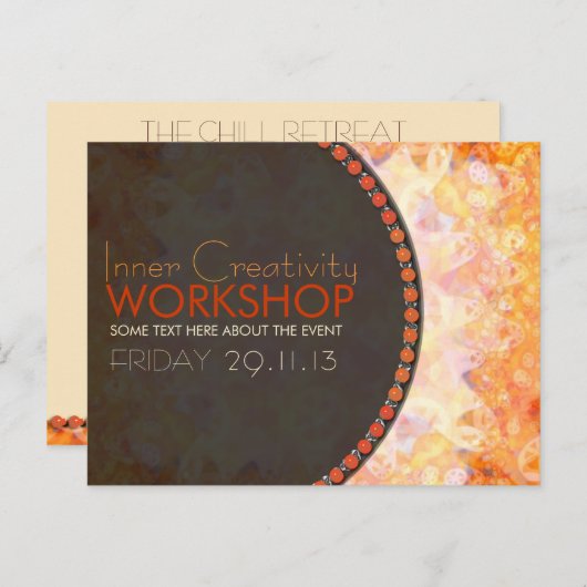 太陽のなオレンジエネルギー研修会ビジネスフライヤ インビテーションポストカード (正面/裏面)