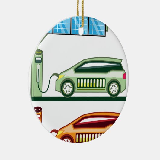 太陽のな充満場所の電気自動車 セラミックオーナメント (右)