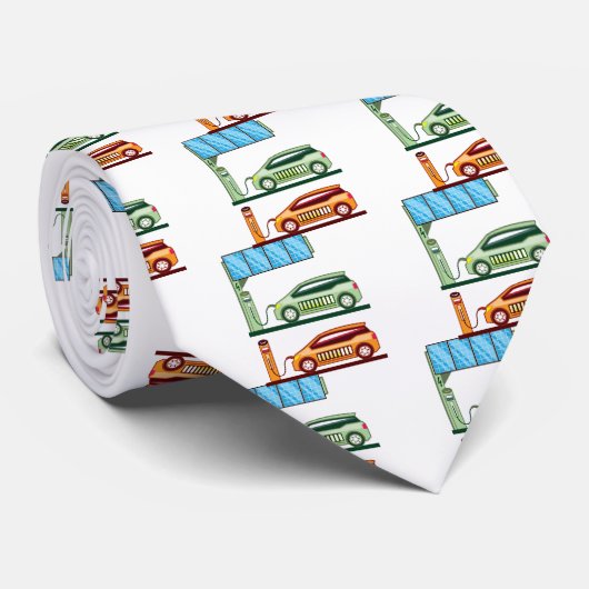 太陽のな充満場所の電気自動車 ネクタイ (ロール)