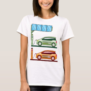 太陽のな充満場所の電気自動車 Tシャツ