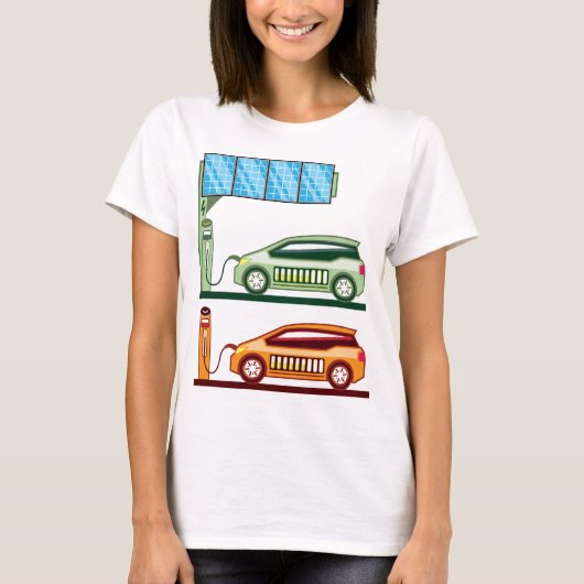 太陽のな充満場所の電気自動車 Tシャツ (正面)