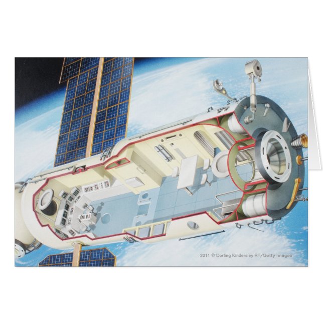 太陽のな動力を与えられた宇宙局の横断面 (正面横)