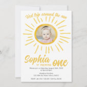 太陽ののまわりに太陽の誕生日の写真を最初の旅 招待状 (正面)