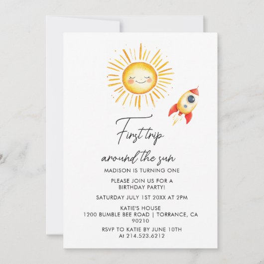 太陽ののまわりに最初の旅 招待状 (正面)