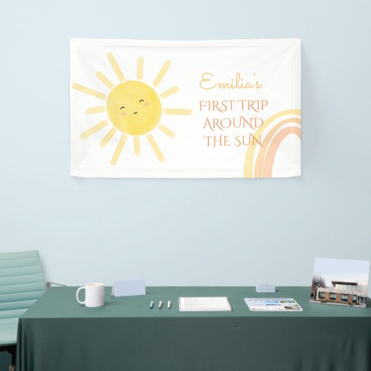 太陽ののまわりに誕生日の最初の旅 横断幕 (トレードショー)