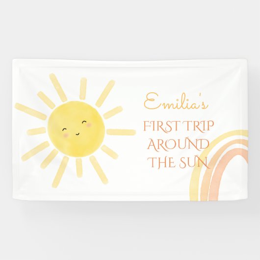太陽ののまわりに誕生日の最初の旅 横断幕 (横)