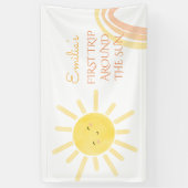 太陽ののまわりに誕生日の最初の旅 横断幕 (縦)