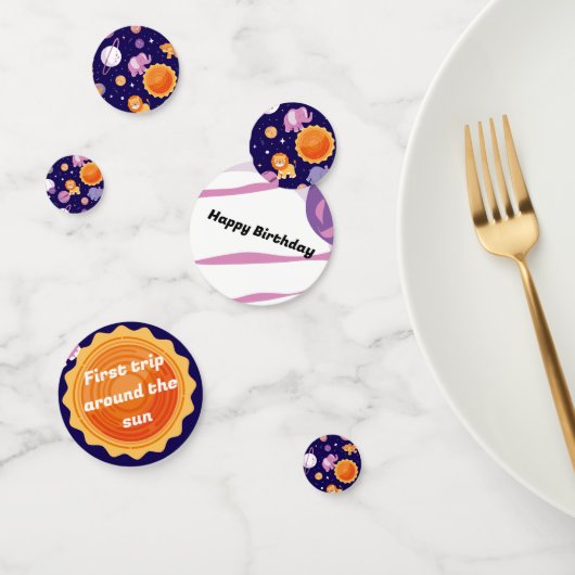 太陽ののまわりに誕生日パーティーの最初の旅行 コンフェッティ (グループ)