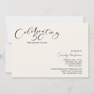 太陽ののまわりに誕生日会モダンの50旅行 招待状