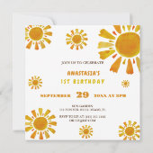 太陽ののまわりに誕生日写真の最初の旅 招待状 (裏面)
