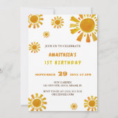 太陽ののまわりに誕生日写真の最初の旅 招待状 (裏面)