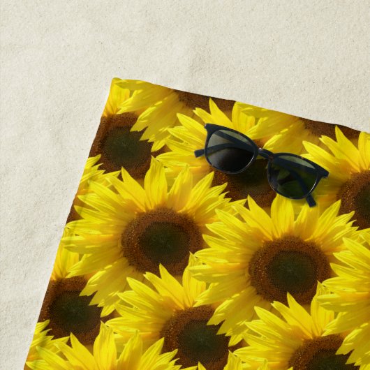 太陽のひまわりおもしろい ビーチタオル (インサイチュ)