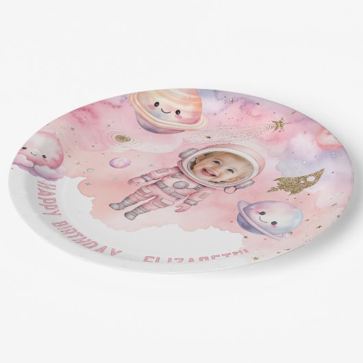 太陽のまわりに宇宙女子宇宙飛行士 ペーパープレート (アングル)