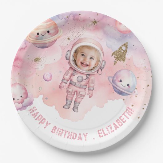 太陽のまわりに宇宙女子宇宙飛行士 ペーパープレート (正面)
