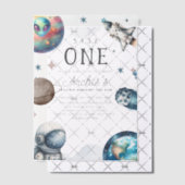 太陽のまわりに宇宙飛行士誕生日 ベラム紙招待状 (オフセット (招待状))